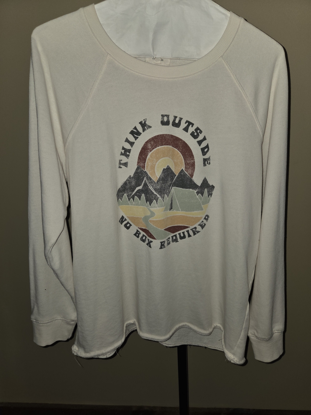 Maurices Cream Graphic 'Think Outside' Crewneck Sweater
